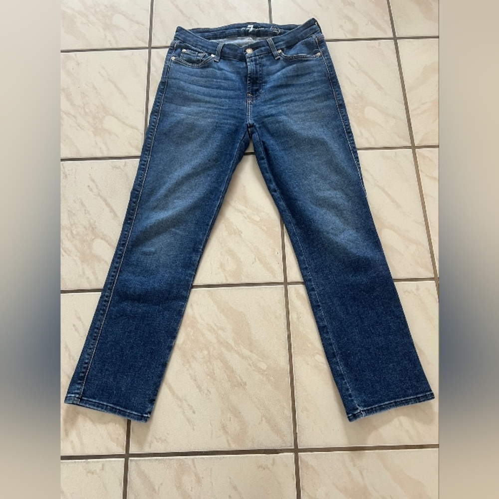 7 For All Mankind Kimmie Crop Women Blue Denim Jeans Size 29